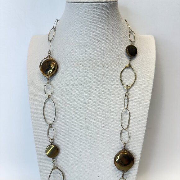 You & I Wire Chain Necklace Long Length Adjustable Gold-Tone Boho Chunky Funky - Picture 8 of 8